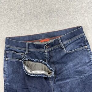 LL Bean Jeans Mountain Town Cordura Thermal Fleece Lined Denim Blue Size 35x32